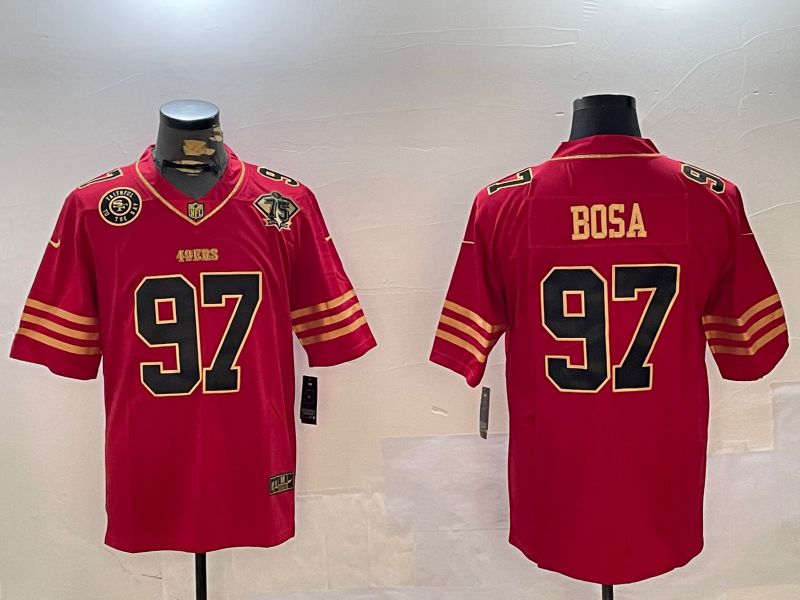 Men San Francisco 49ers 97 Bosa Red Gold 2024 Nike Limited NFL Jersey style 12302